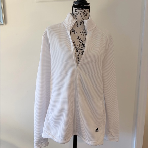 adidas Jackets & Blazers - adidas Golf XL White Ribbed Full-Zip Bomber Jacket